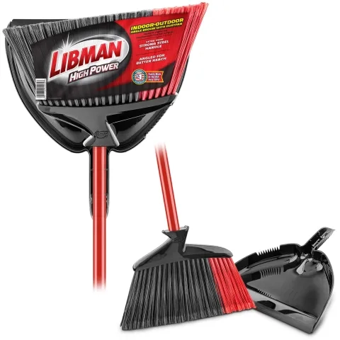 Broom and dustpan in and out of packaging