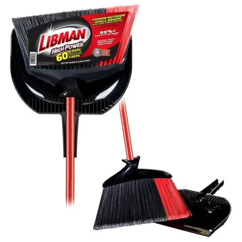 Broom and dustpan in and out of packaging