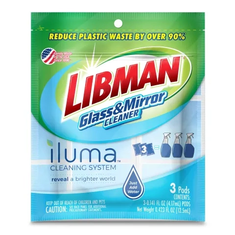 Glass and Mirror cleaner packets in packaging bag