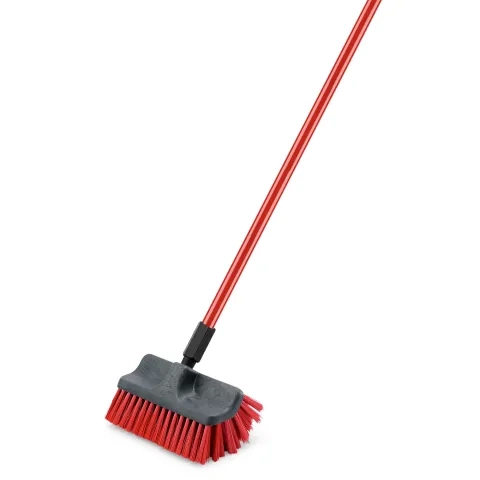 Scrub brush with red fibers