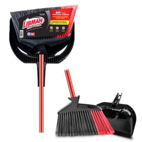 #905 Indoor-Outdoor Angle Broom with Clean Fibers Dustpan